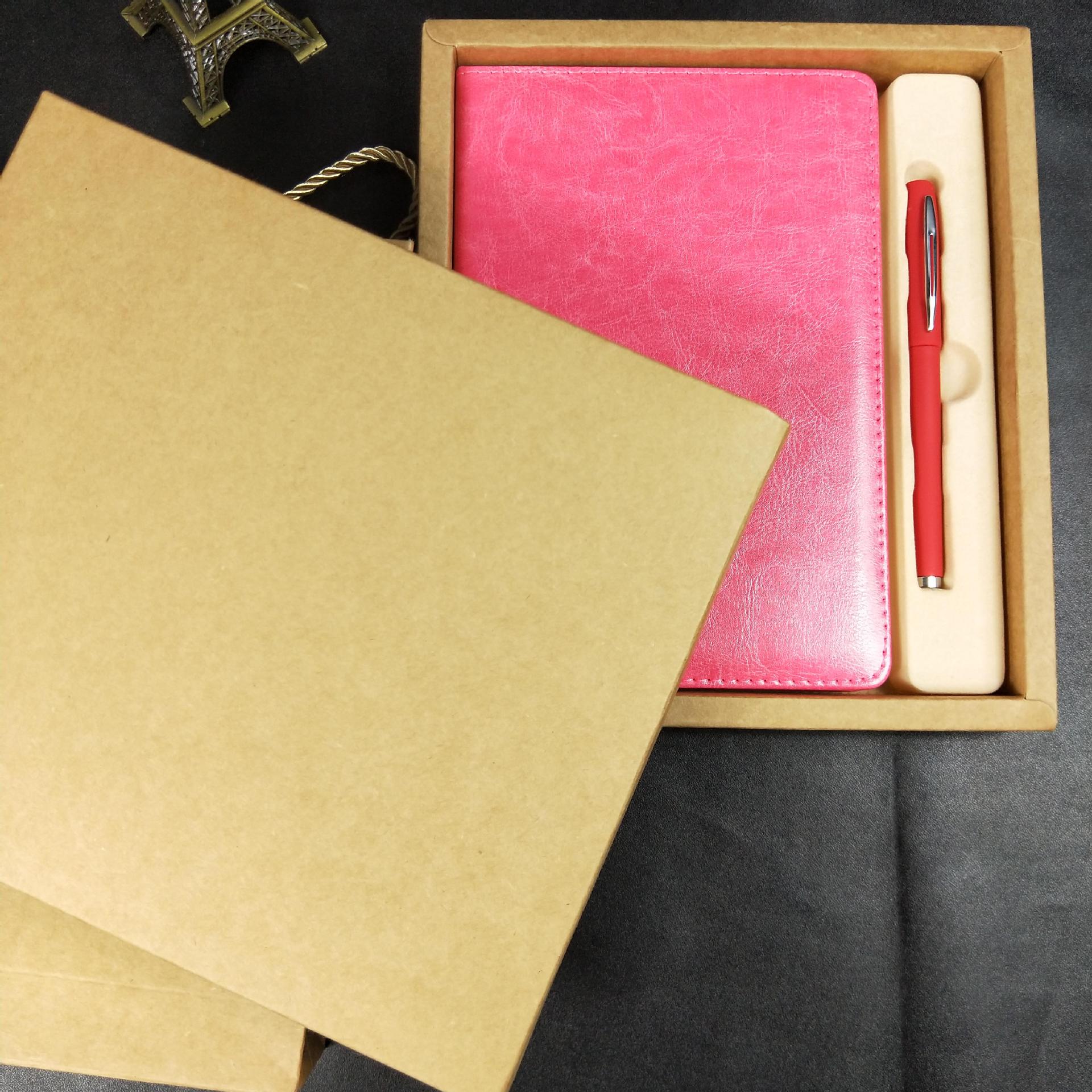 Leather Cover Material Folded Leaflet Binding Custom A5 PU Cover Note Book with Gift Box