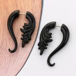 Punk Black Geometric Drop Earrings Exaggerated Plant Dangle Earrings for Women