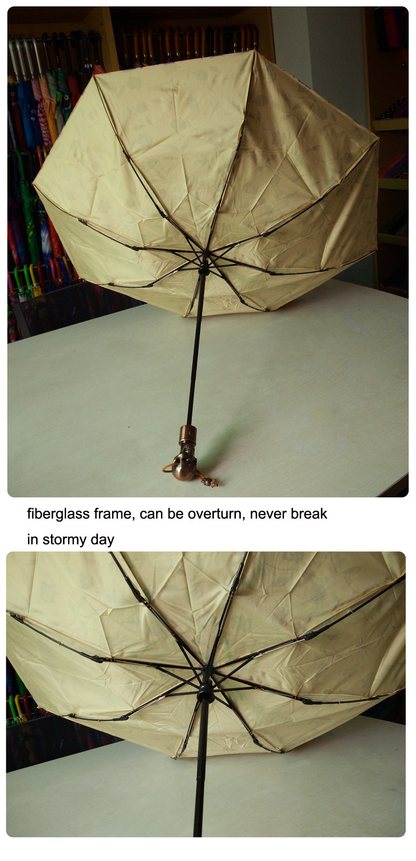 Shinny Skull Handle Foldable Windproof Umbrella For Men