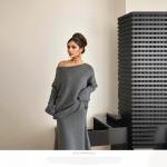 Women's Sweater 2024 New Elegant Knitted Set Women's One Shoulder Sweater Top