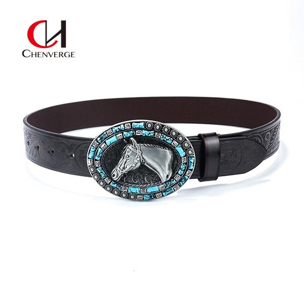 Vintage Denim Sculpture Craft Men's Leather Belts Needle Buckle Fashion Belts