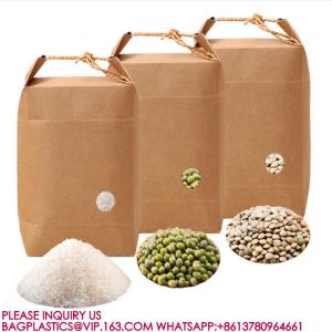 Quality High Quality Durable Brown Natural Rice Bags Kraft Paper Dried Food rice Packaging Bags wholesale