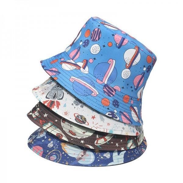 Cheap Space Planet Basin Hat Spaceship Constellation Print Bucket Hat for sale