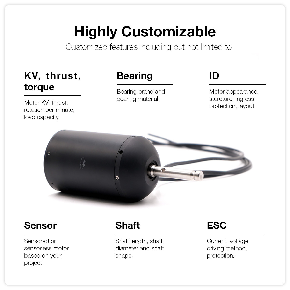 Submerged Brushless DC Motor With Powerful Thrust 35KG For Electric Boat / Underwater Thruster