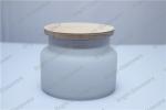 frosted glass jar with wooden lid for wholesale