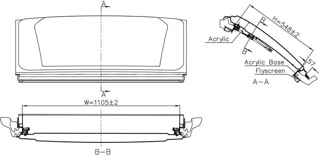 Self-Propelled/Trailer Rvs Vsw Parabolic Roof Window for RV Truck Camper Motorhomes DIY
