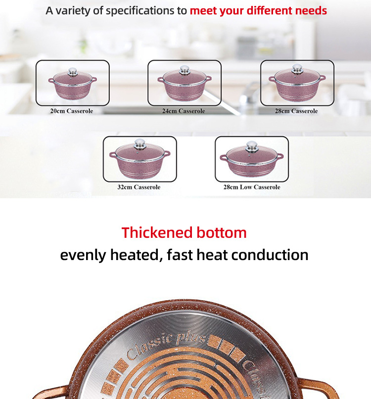 OEM/ODM Kitchen Pots Granite Aluminum Pans And Pots Double Bottom Nonstick Cookware Sets