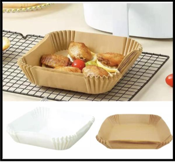 50pcs Square Disposable Air Fryer Paper Liner Heat Resistant Steamer Baking Non