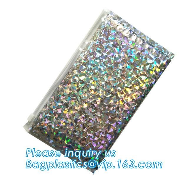 Cosmetic Pink Slider Padded Bag/Silver k Bag With Bubble,Padded Envelopes Cheap Aluminium Foil k Holographic