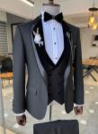 Slim Fit Black 36''-46'' Classic Gentleman'S Tuxedo