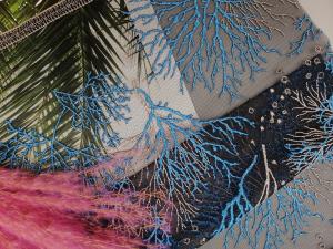 Quality Party Blue Sea Plants 125CM Embroidered Lace Fabric wholesale