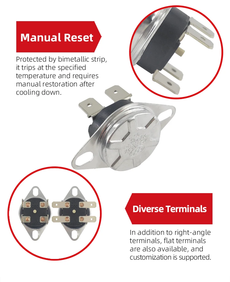 Industrial HCET KSD302 Bi Metal Temperature Switch Snap Action Thermostat Thermal Cutoff Switch