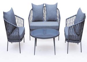 Quality All Steel Webbing Rope Terrace 4pcs Conversation Chair Sets wholesale
