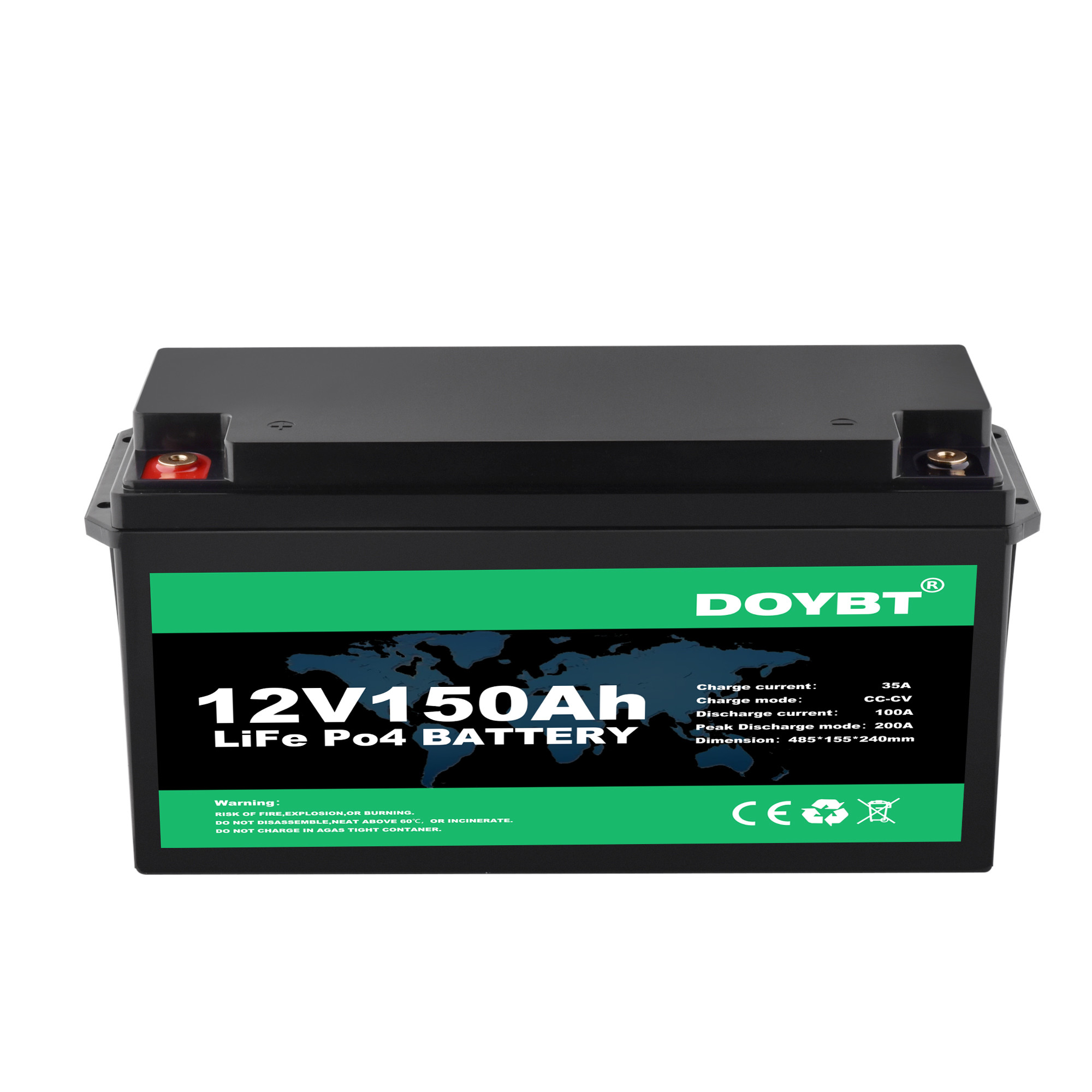 Lifepo4 Deep Cycle Lithium Ion Battery Pack 12V 150AH