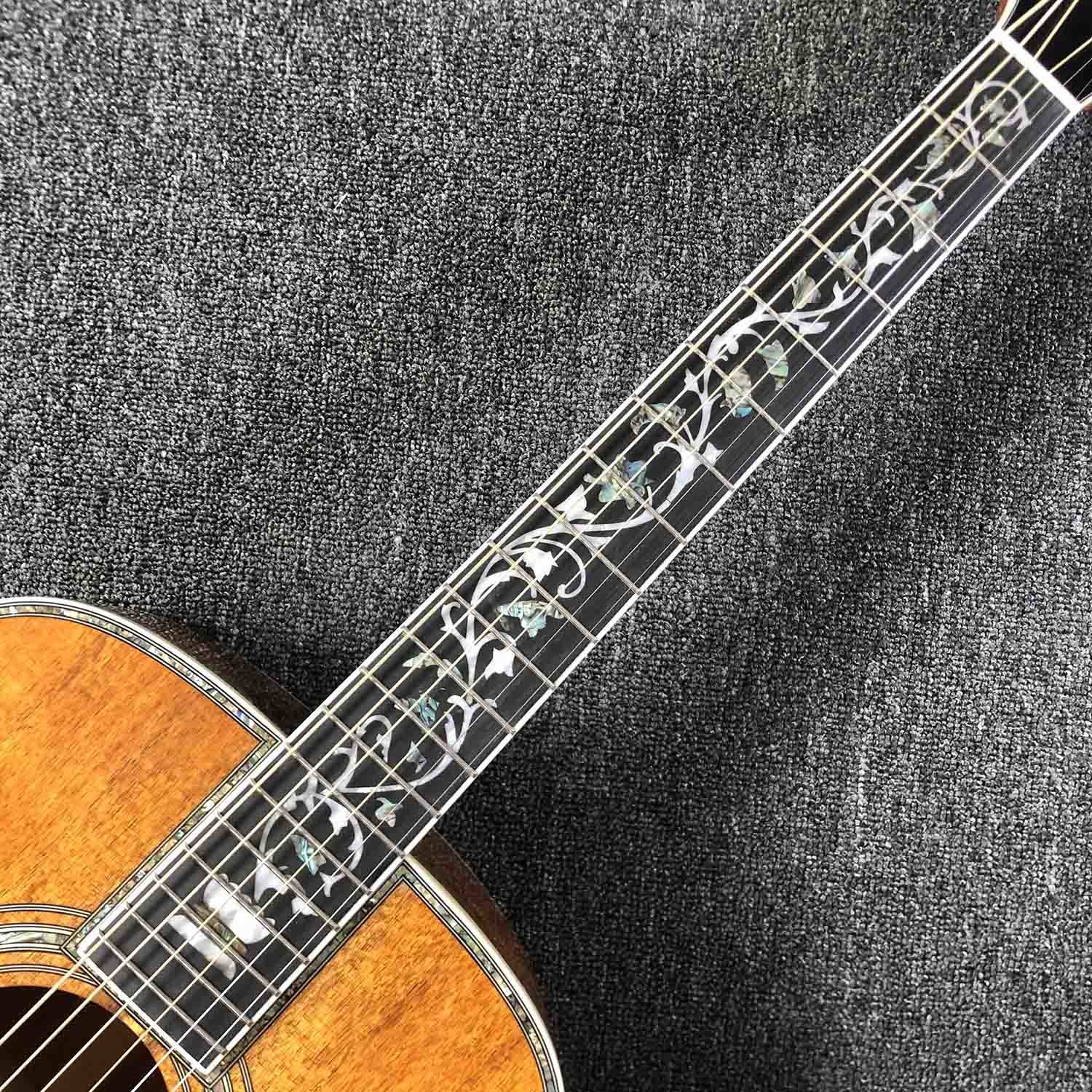 Custom 41 Inch D Model KOA Wooden Acoustic Guitar with Ebony Fingerboard Real Abalone Shell Binding