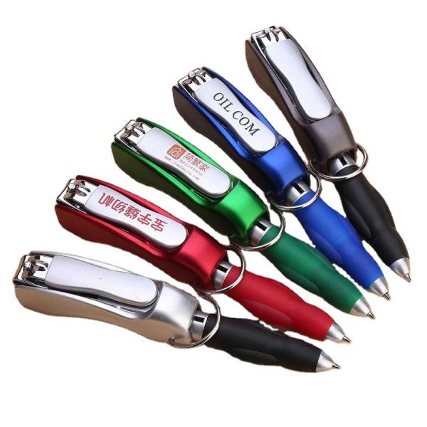 Plastic Creative Folding Ballpoint Pen with Nail Clipper and Heat Sensitive