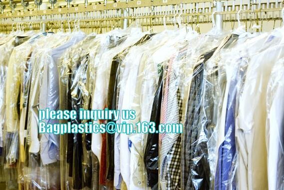 commercial clear pe ldpe poly hotel laundry roll up suit garment packaging dry cleaning cover plastic polythene bag for