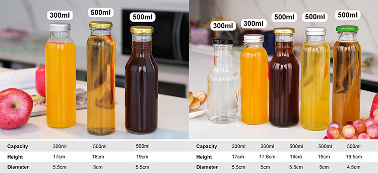 200ml 250ml 500ml Glass Bottles for Juice Milk