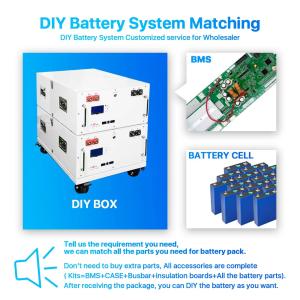 Quality DIY Battery Case for 24V 48V 51.2V 280Ah Lifepo4 Battery Box 15Kwh 16S EV 302Ah 320Ah LiFePO4 Akku Stackable DIY Kits wholesale