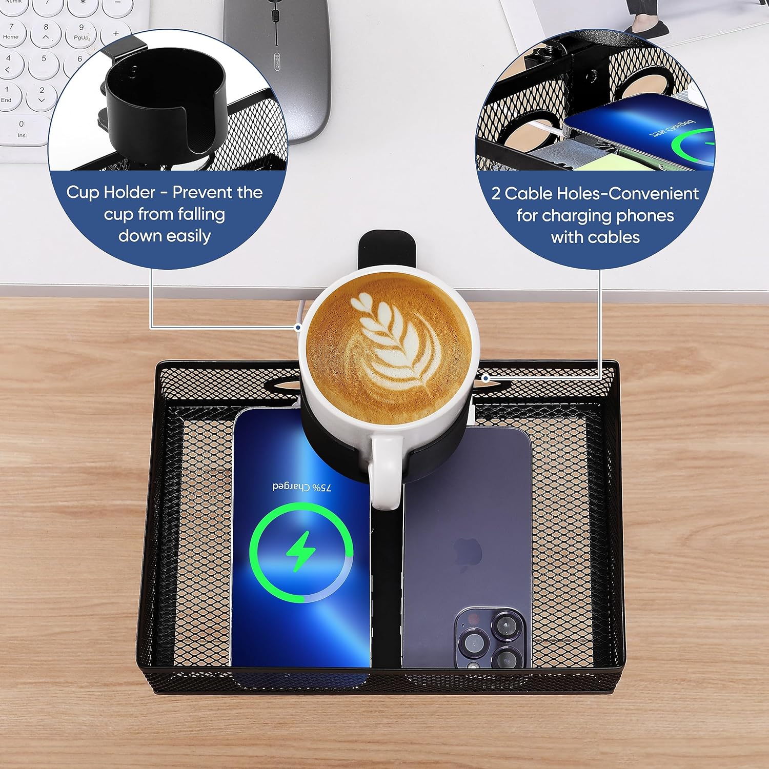 Streamline Your Workspace with Wall Mounted Rotating Under Desk Drawer and Cup Holder