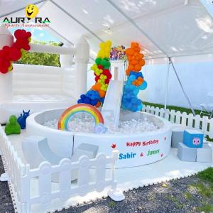 Quality Popular All White Soft Play Playground Equipment With Fence And Round Ball Pit wholesale