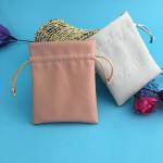Lightweight Drawstring Jewelry Bag Pu Leather Hot Stamping With Long Lifespan