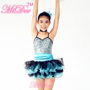 Quality Endearing Dance Competition Wear Sweetheart Bodice Blue Short Dresses , Neck Collar Bodice Layered Frill Dress wholesale