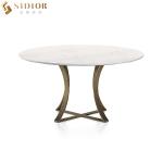 OEM Round Natural Marble Dining Table 120cm Dia For Hotel Cafe