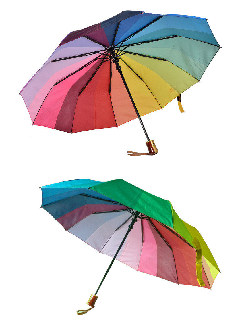 Windproof Rainbow Two Folding Umbrella With 8mm Metal Shaft