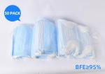 Blue Surgical Earloop Face Mask 3 Ply One Time For Personal Care