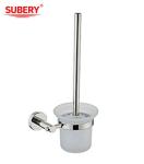 Oem Sus304 Polished Chrome Toilet Brush Holder Glass Bathroom Accessories