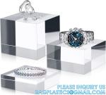 Clear Polished Acrylic Cube Cylinder, Square Display Block, Jewelry Display