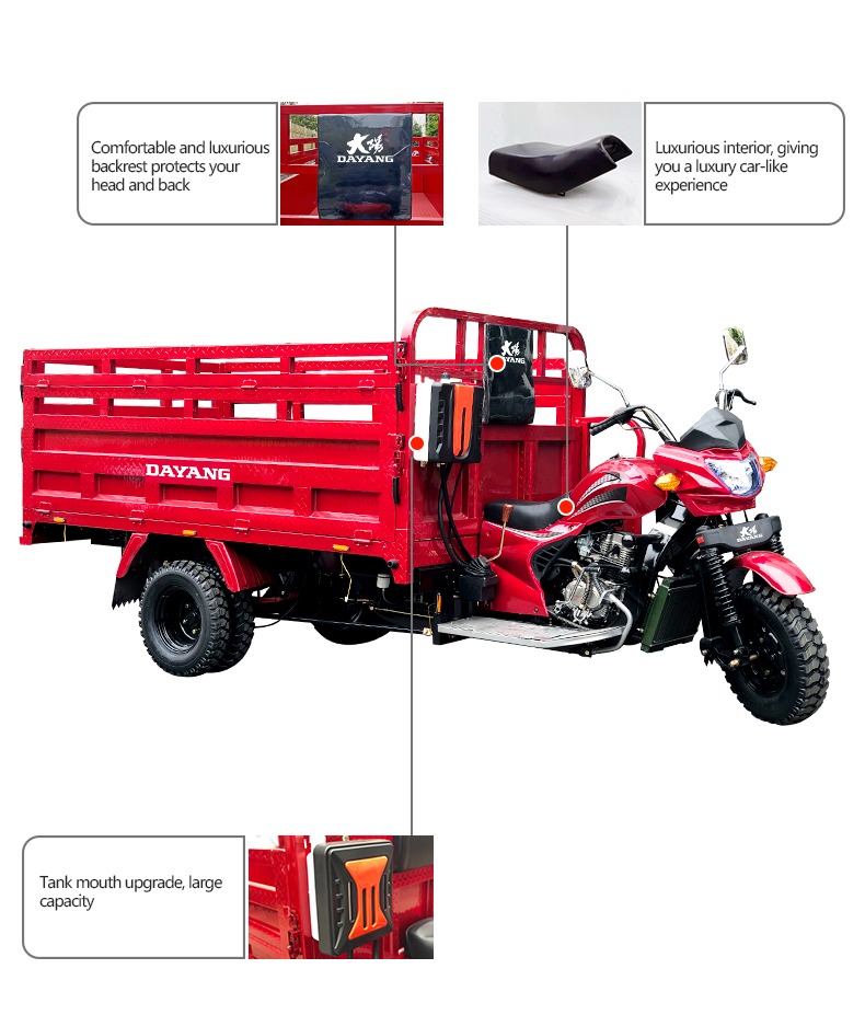 Motorized Super Galaxy 300cc Water Cooling Cargo Tricycle with Customized Body Box Frame