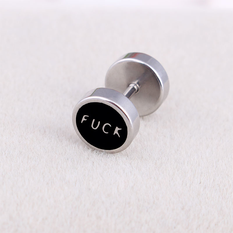 Hot sale stainless steel bad girl typeface stud earrings for women