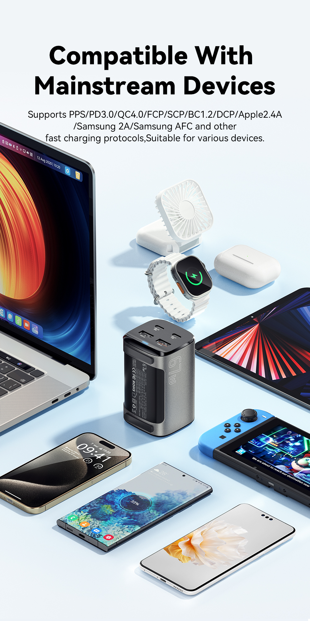 Dual USB C USB A PD GaN Chargers 67W ES-CD35 Series