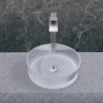 1 Hole Glass Wash Basin 395*395*120mm Bathroom Countertop Mounted Glass Vessel