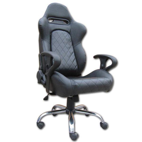 Mult - function Gray + Black Leather Executive Office Chair Lounge With Metal