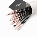 Jessup 15pcs Black/Rose gold Wood Handle Eyeshadow Eyebrow Shader Makeup Brush