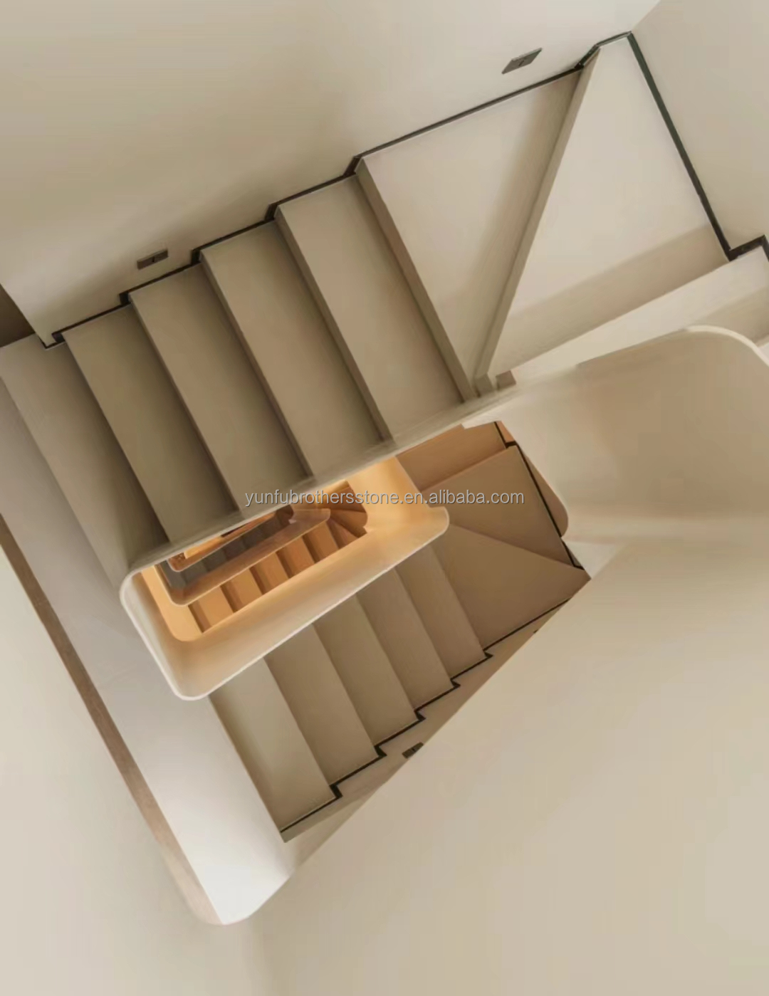 Glossy Anti Slip Artificial Stone Stairs Tiles for Indoor Straight Stair Modern Design