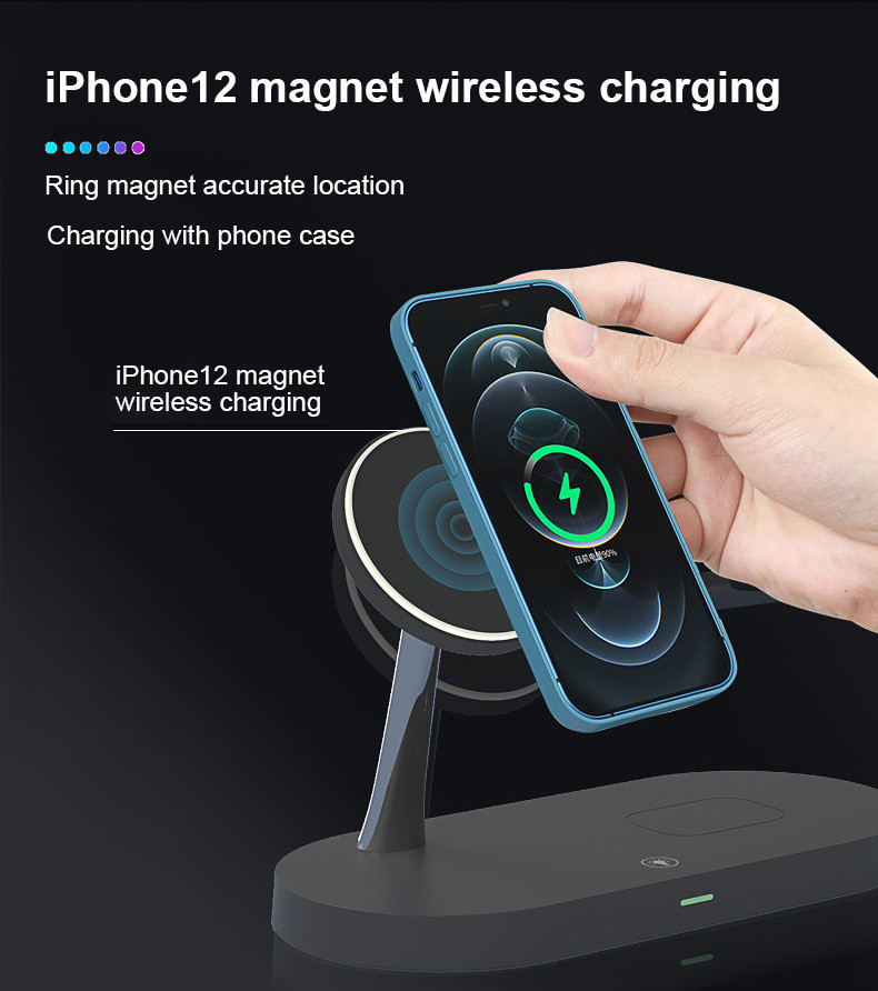 Versatile 15W 5 In 1 Wireless Charging Stand With USB A Output