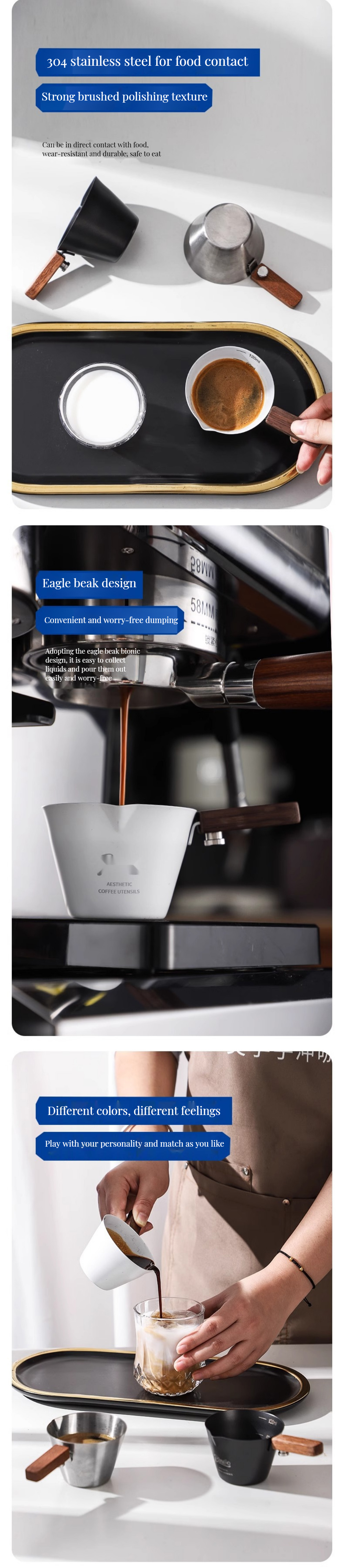 Melamine Plastic Type 120ml Espresso Shot Cups for Milk Frothing and Coffee Brewing