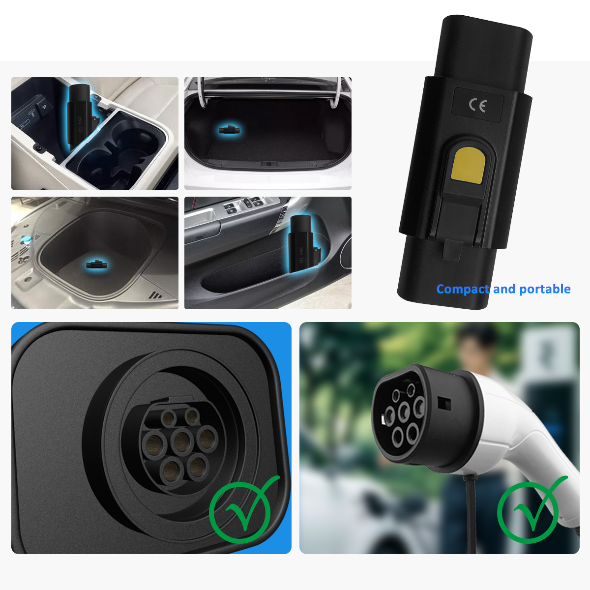 GBT Car Charger Plug Type2 Adapter 7Kw Single Phase with Lock and Power Off Button Upgrade Your Electric Car Charging