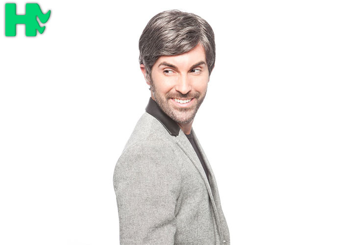 Fashion Father's Day Gift Synthetic Short Old Man Wigs , Synthetic Wigs For Mens