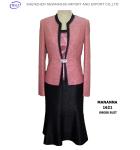 Long sleeves bright pink women elegant skirt suits