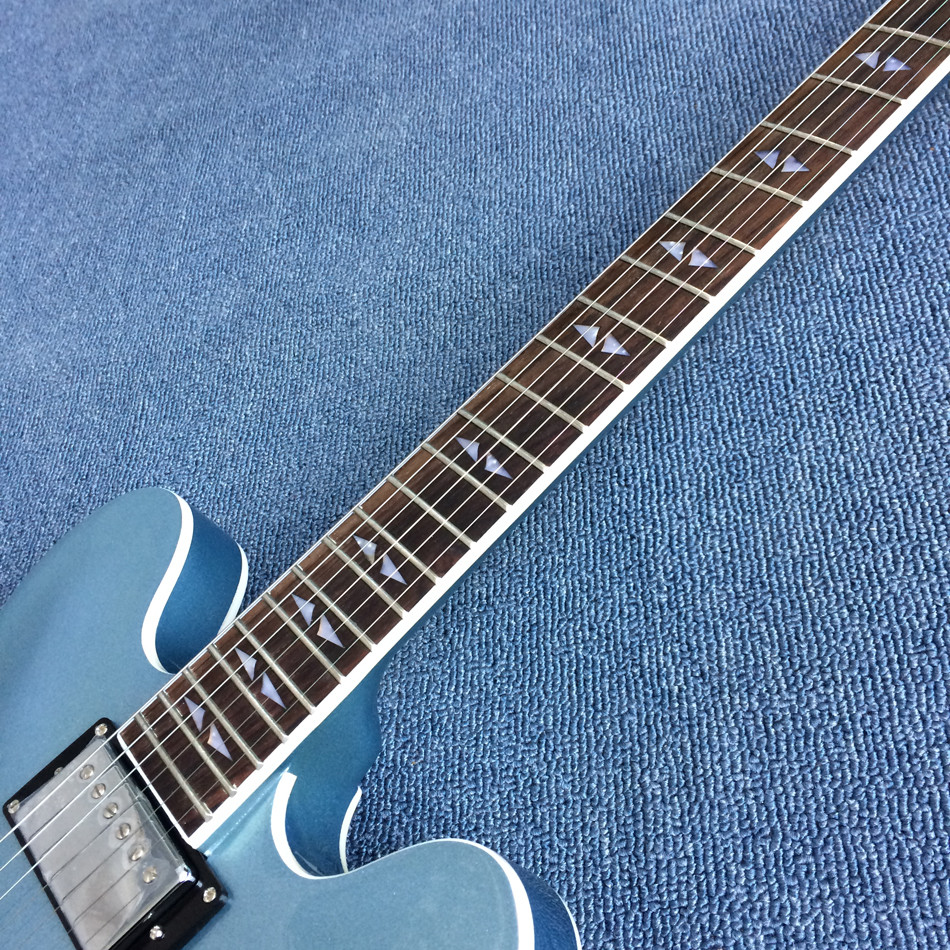 Hollow body jazz electric guitar, Blue Jazz Guitar,Rosewood Fingerboard
