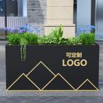 Modern large outdoor metal white square planter box put on the street