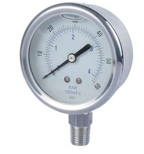 Quality Oil Glycerin Filled Pressure Gauges 2 Inch 0 1000 Psi Bottom Mounting Full SS wholesale