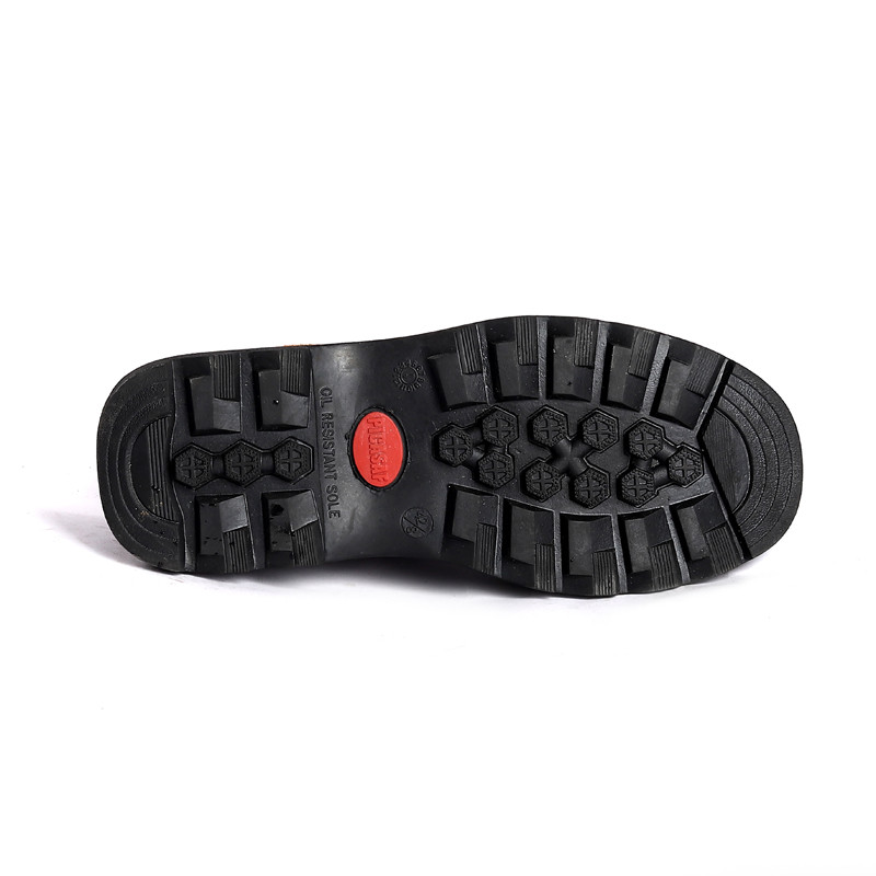 Black Embossed Safety Booty Waterproof Leather Outsole Work Shoes Men