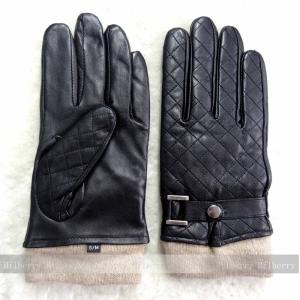 Quality Dobby Style Mens Black Leather Gloves , Mens Leather Dress Gloves With Belt wholesale