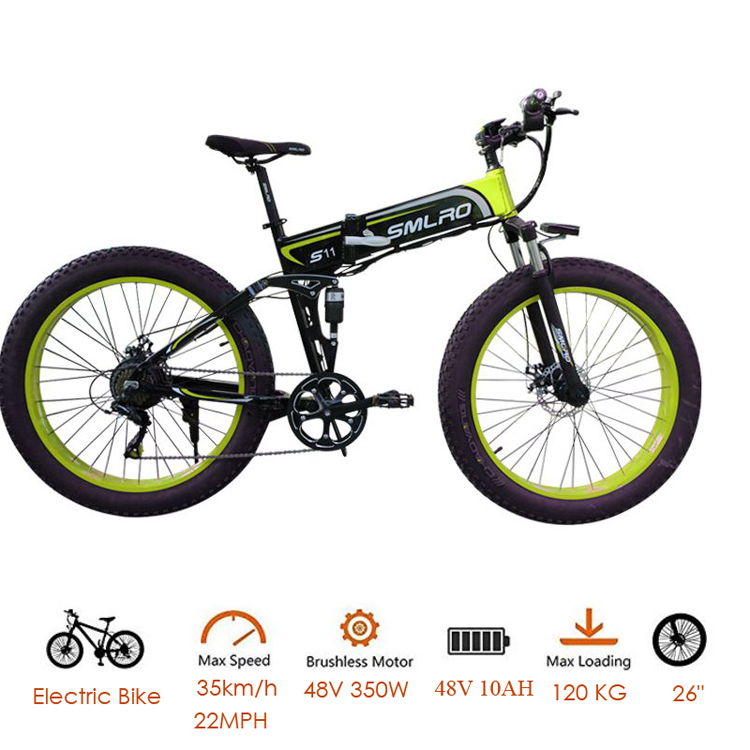 Folding Electric Snow Bike , 26 Inch Electric Fat Tire Mountain Bike Aluminum